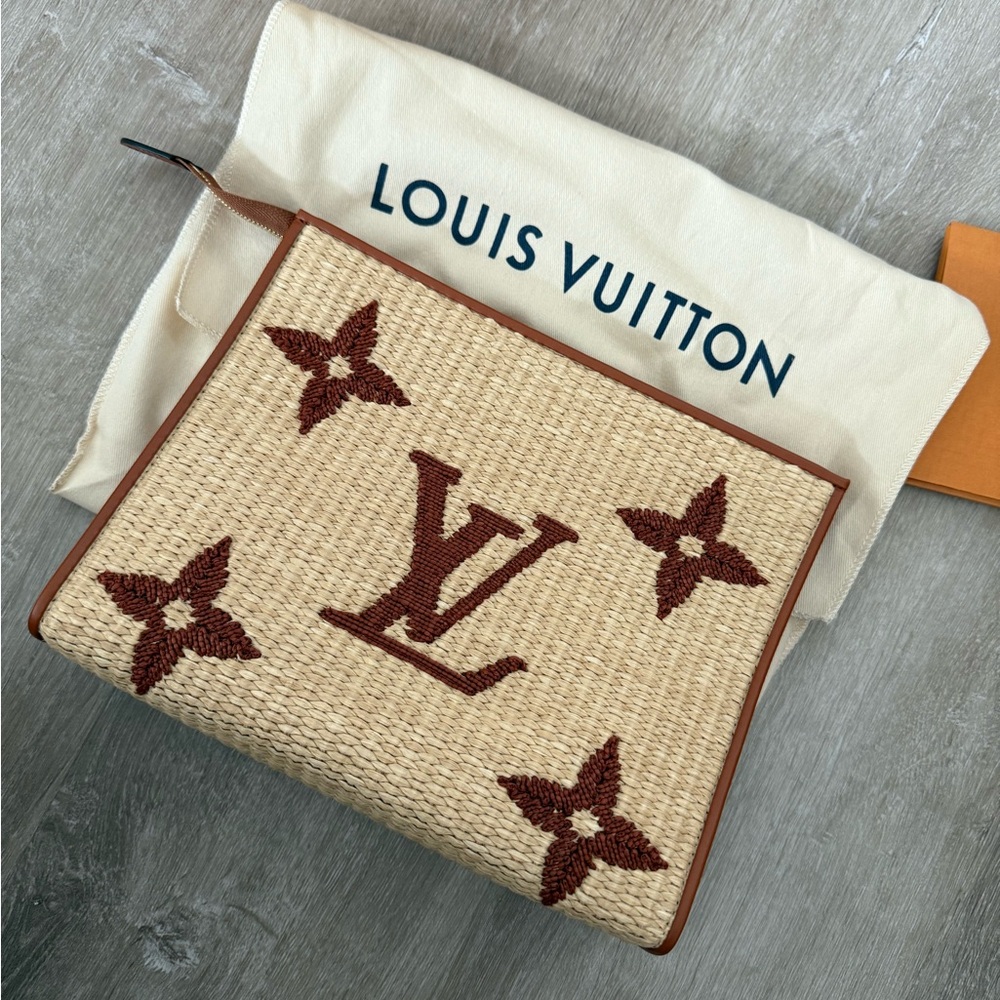 Louis Vuitton Beige and Brown Clutch